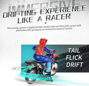 1/10 2.4GHz Electric Remote Control Spray Drift Racing Stunt Motorcycle with Lights