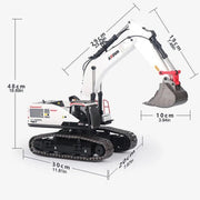 Huina 1594 1:14 RC Excavator 22CH 2.4GHz Alloy Metal Construction Vehicle with 4 Interchangeable Attachments