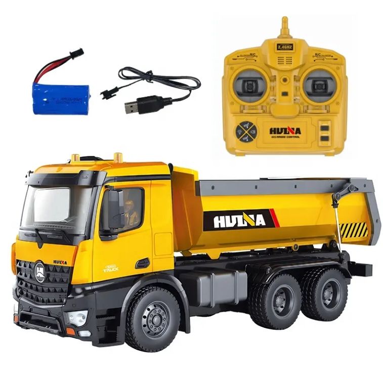 Huina 1573 1:14 RC Dump Truck 10CH 2.4GHz Remote Control Construction Vehicle with LED Lights