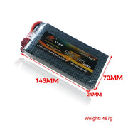 High-speed lithium battery 7.4V 6200MAH 2S T Plug