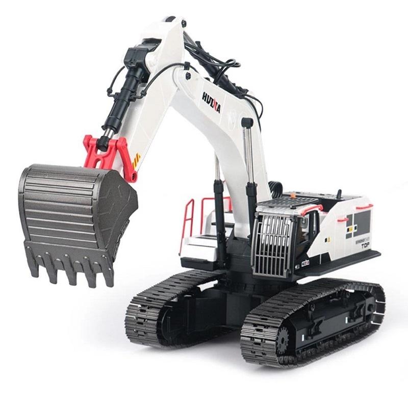 Huina 1594 1:14 RC Excavator 22CH 2.4GHz Alloy Metal Construction Vehicle with 4 Interchangeable Attachments