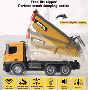 Huina 1573 1:14 RC Dump Truck 10CH 2.4GHz Remote Control Construction Vehicle with LED Lights