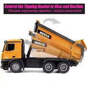 Huina 1573 1:14 RC Dump Truck 10CH 2.4GHz Remote Control Construction Vehicle with LED Lights